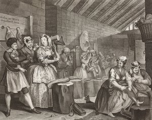 Egy szajha? S Haladás / A kurva útja, 4. lap: Im Zuchthaus. 1732 alkotó: William Hogarth