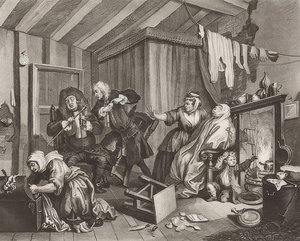 Egy szajha? S Haladás / A kurva útja. 5. lap: Halál. 1732 alkotó: William Hogarth