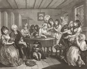 Egy szajha? S Haladás / A kurva útja. 6. lap: A temetés. 1732 alkotó: William Hogarth