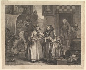 A parázna fejlődés, 1. tábla, 1732. április. alkotó: William Hogarth