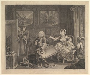A parázna fejlődés, 2. tábla, 1732. április. alkotó: William Hogarth