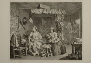 Egy prostituált élete: 3. tábla alkotó: William Hogarth