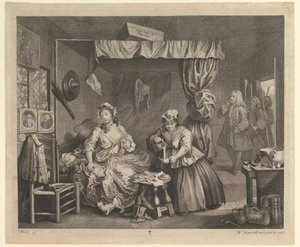 A parázna fejlődés, 3. tábla, 1732. április. alkotó: William Hogarth