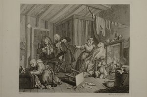Egy prostituált pályafutása: 5. tábla alkotó: William Hogarth