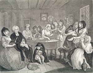 Egy szajha fejlődése, Hatodik tábla: A temetés, rézkarc és metszet) alkotó: William Hogarth