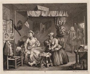 Egy szajha fejlődése, 3. tábla alkotó: William Hogarth