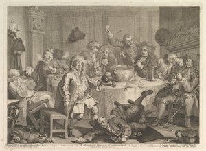 Egy éjféli modern beszélgetés, 1732. március. alkotó: William Hogarth