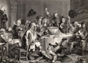 A Midnight Modern Conversation a William Hogarth műveiből, 1833-ban alkotó: William Hogarth