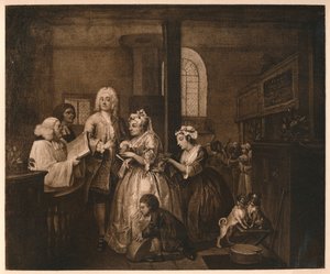 A Rakes Progress - 5: He Marries, 1733. alkotó: William Hogarth