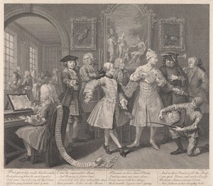 Egy tékozló útja, 2. tábla: Fogadónapja alkotó: William Hogarth