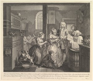 A Rakes Progress, 5. tábla, 1735. június 25. alkotó: William Hogarth