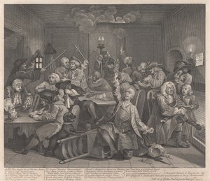 Egy kicsapongó útja, 6. tábla: Hazardjátékozik alkotó: William Hogarth