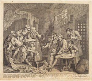 Egy kéjhajhász pályafutása: 7. tábla alkotó: William Hogarth