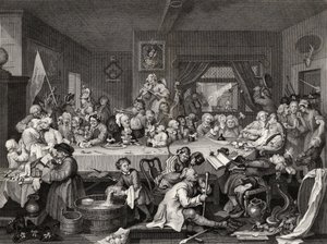An Election Entertainment, metszett T.E. Nicholson, a William Hogarth műveiből, 1833-ban jelent meg alkotó: William Hogarth