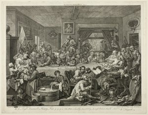 Választási szórakozás, első lemez a Four Prints of an Election-ből alkotó: William Hogarth
