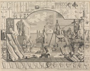 A szépség elemzése, I. tábla: Egy szobrász udvara alkotó: William Hogarth