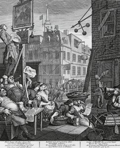 Beer Street, London, metszet William Hogarth (1697-1764), Egyesült Királyság alkotó: William Hogarth
