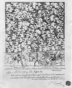 Karakterek és karikatúrák, 1743 áprilisában jelent meg alkotó: William Hogarth