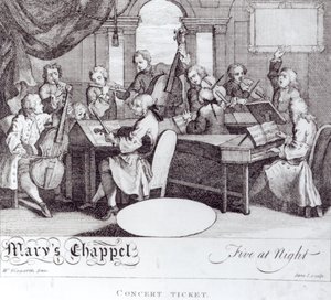 Koncertjegy a Mária-kápolnába alkotó: William Hogarth
