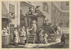 Vidéki fogadó udvara alkotó: William Hogarth