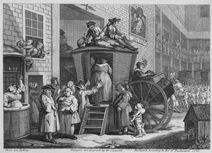 Country Inn Yard, 1747 alkotó: William Hogarth