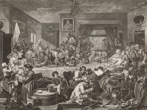 Egy választás négy lenyomata / Az általános választások. 1. lap: Választási mulatság. 1755 alkotó: William Hogarth