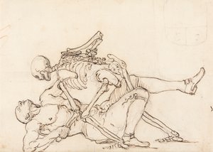 George Taylor sírfelirata: Halál, amely George Taylornak keresztezett fenekét adta alkotó: William Hogarth