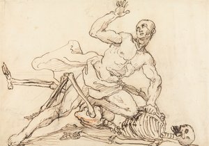 George Taylor sírfelirata: George Taylor megtöri a halál bordáit alkotó: William Hogarth