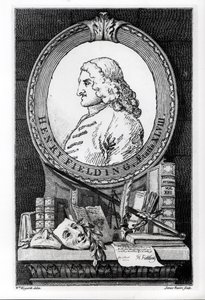 Henry Fielding (1707-54) negyvennyolc évesen, James Basire metszete alkotó: William Hogarth