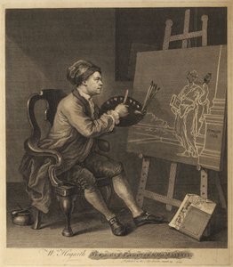 Hogarth a komédia múzsáját festi alkotó: William Hogarth