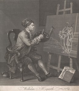 Hogarth a komikus múzsát festi alkotó: William Hogarth