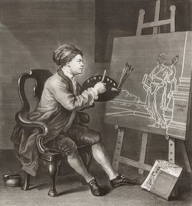 Hogarth Painting the Comic Muse / Hogarth malt die komische Muse. 1764 alkotó: William Hogarth