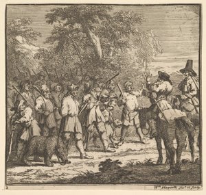 Hudibras első kalandja, tizenhét kis illusztrációja Samuel Butlers számára Hudibras, n..., 1721-26. alkotó: William Hogarth