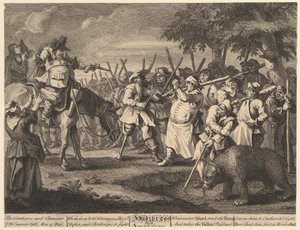 Hudibras első kalandja, tizenkét nagy illusztráció Samuel Butlers számára Hudi..., 1725. február–26. alkotó: William Hogarth