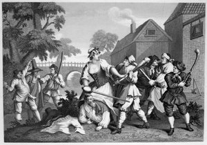 Hudibras A lovag alárendeli magát Trullának alkotó: William Hogarth