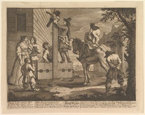 Hudibras diadalmas tizenkét nagy illusztrációja Samuel Butlers számára Hudibras, 4. tábla, 1725-68. alkotó: William Hogarth