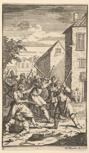 Hudibras legyőzte Trulla Seventeen Small Illustrations for Samuel Butlers Hudibr..., 1721-26. alkotó: William Hogarth