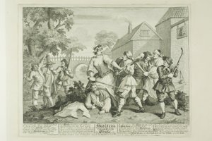 Hudibras Vanquished by Trulla, ötödik lemez a Hudibrasból alkotó: William Hogarth
