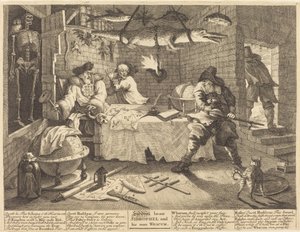 Hudibras megveri Sidrophelt és emberét, Whacumot alkotó: William Hogarth