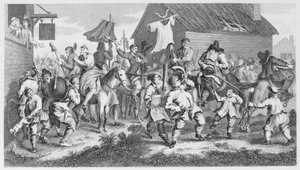 Hudibras találkozik a Skimingtonnal alkotó: William Hogarth