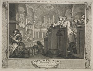 Ipar és tétlenség: A keresztény kötelességét teljesítő szorgalmas prédikátor, 1747. alkotó: William Hogarth