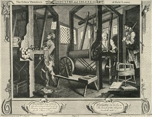 Egy takácsműhely belseje, 1747, 1925. alkotó: William Hogarth