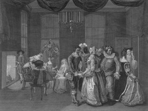 A Somerset-ház belső képe maskarába öltözött alakokkal, 1805 alkotó: William Hogarth