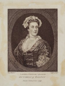 Lavinia Fenton, később Bolton hercegnője, Cornelius Apostool (1762-1844) metszete, 1797 (stiffle-metszet) alkotó: William Hogarth