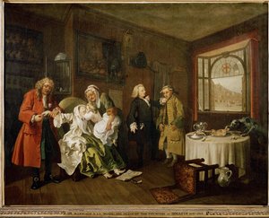 Házasság A-la-Mode: 6. A hölgy halála (olaj, vászon) alkotó: William Hogarth
