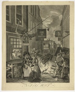Éjszaka, négyes lemez a The Four Times of Day-ből alkotó: William Hogarth