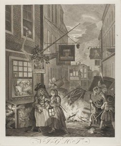 Éjszaka, négyes lemez a The Four Times of the Day-ből alkotó: William Hogarth