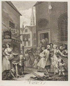 Délben, kettes tányér a The Four Times of the Day-ből alkotó: William Hogarth