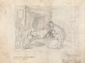 Műveleti jelenet egy kórházban, mellékvázlatokkal a margón a jobb alsó sarokban alkotó: William Hogarth