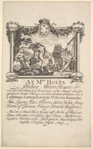 Boltkártya Mrs. Holts olasz raktár számára, 1720-72. alkotó: William Hogarth